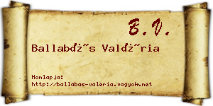 Ballabás Valéria névjegykártya