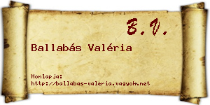Ballabás Valéria névjegykártya